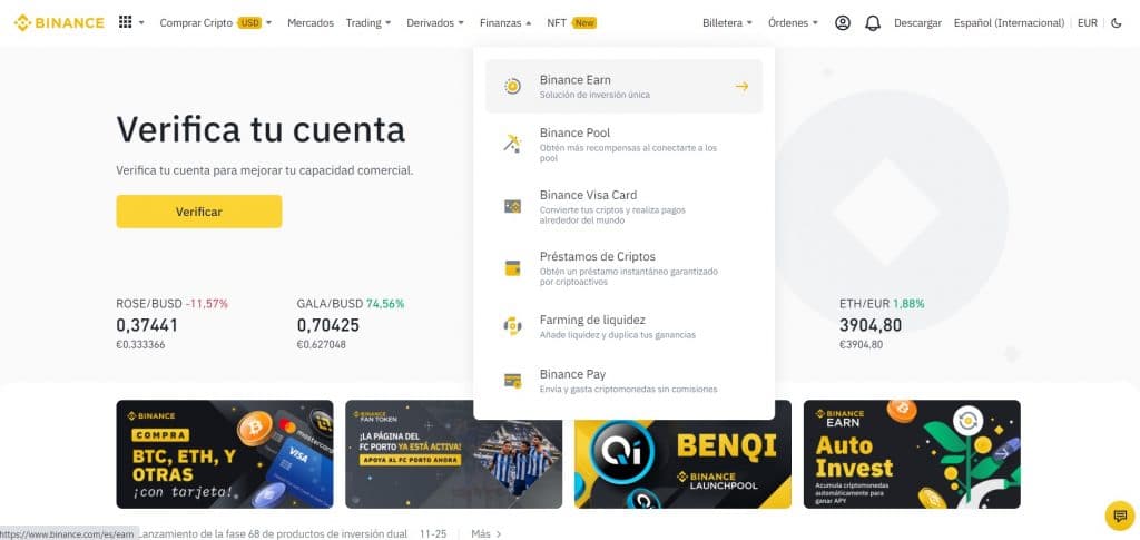 Abriendo Binance Earn